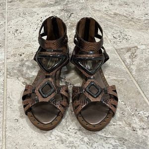 Ivy Kirzhner Snake Embossed Leather Babylon Gladiator Sandals